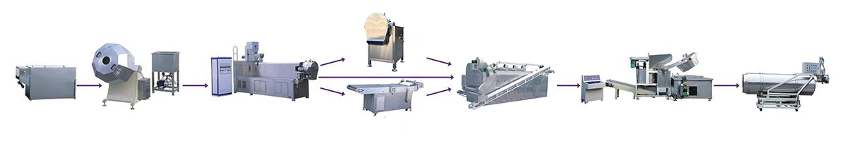 Línea de producción de pellets de snack con sistema de extrusión